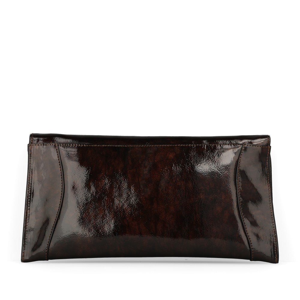 Ladies 0002 2968 Dark Brown Patent Leather Clutch bag
