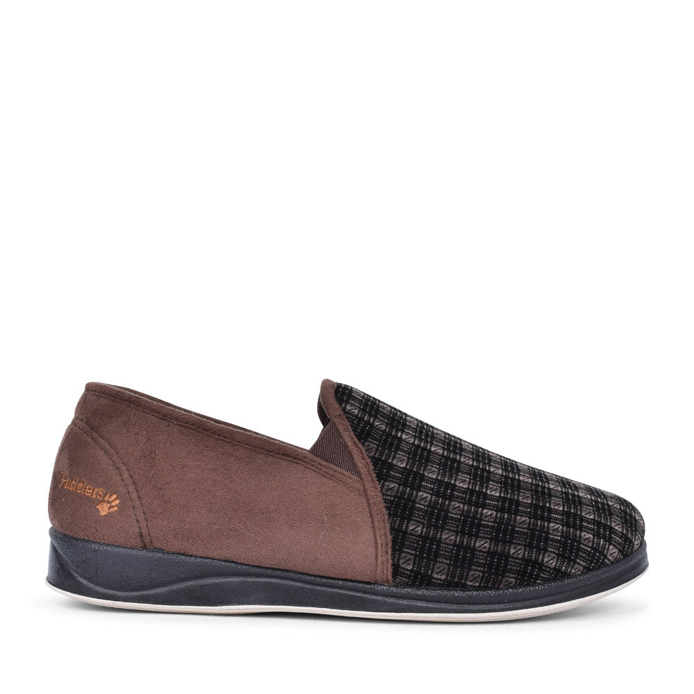 Albert Checked Slipper For Men In Brown