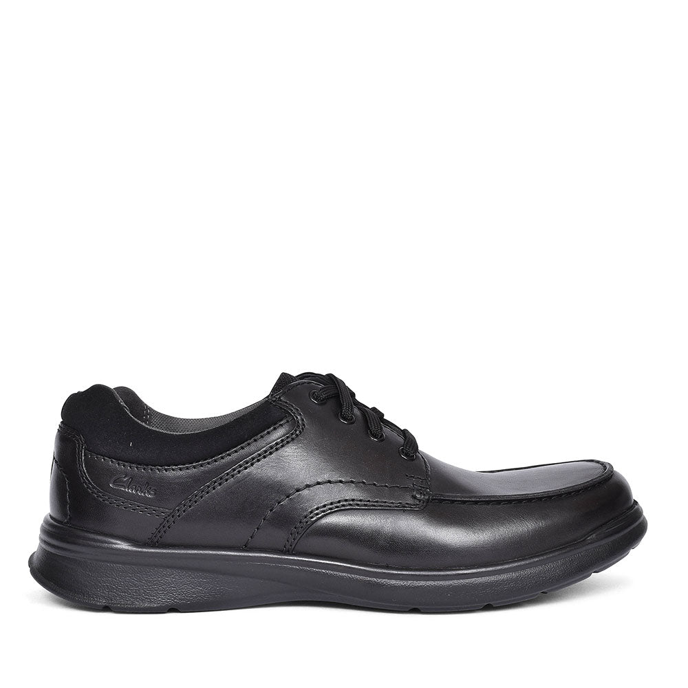 CLARKS MENS COTRELL EDGE BLACK LEATHER G-FIT SHOE in BLK LEATHER