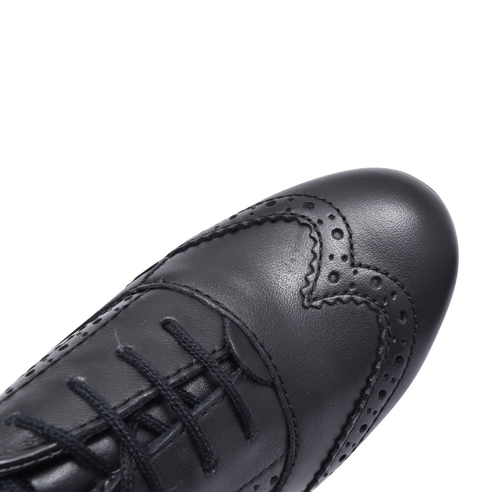 Girls Pri Laced Brogue Shoe In Blk Leather