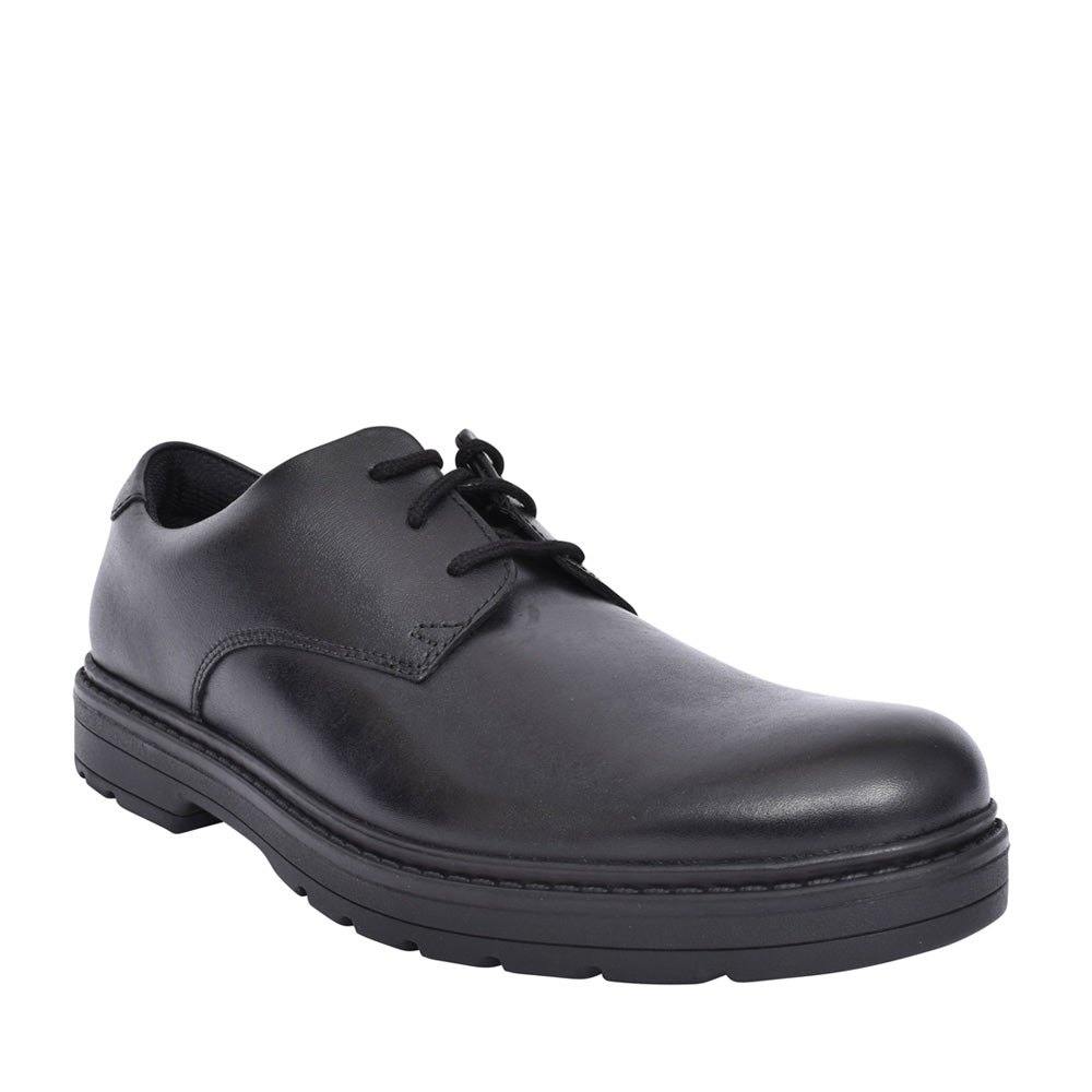 Boys Loxham Derby Black Leather Shoe In Kids G Fit