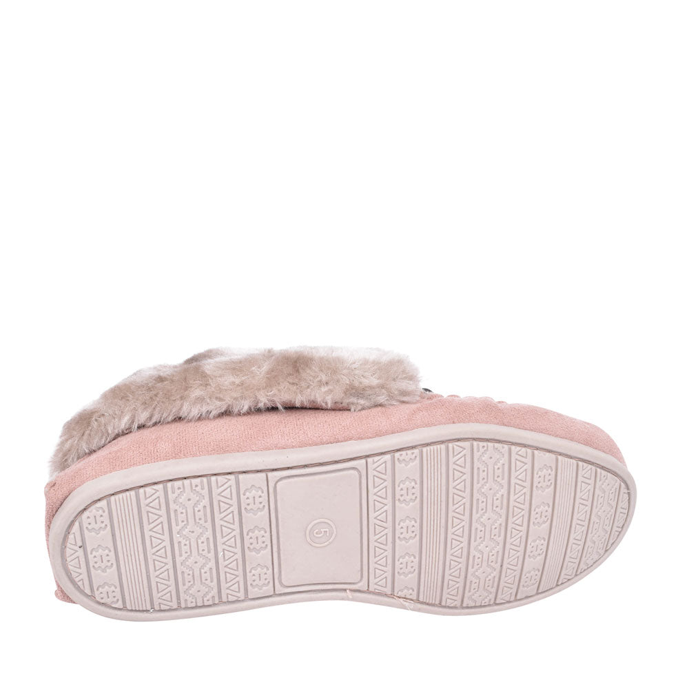 Ladies Sammy Fur Lined Moccasin Slipper In Mink