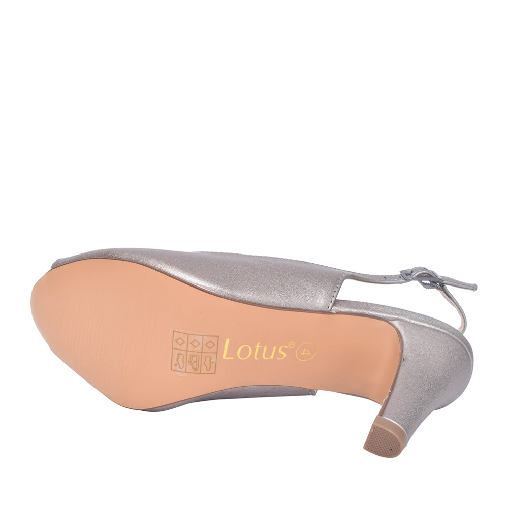 Ladies Elodie Uls042 Peep Toe Court Shoe In Pewter