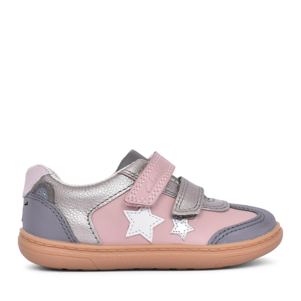 Girls Flash Print Pink Combi Shoe In Kids F Fit