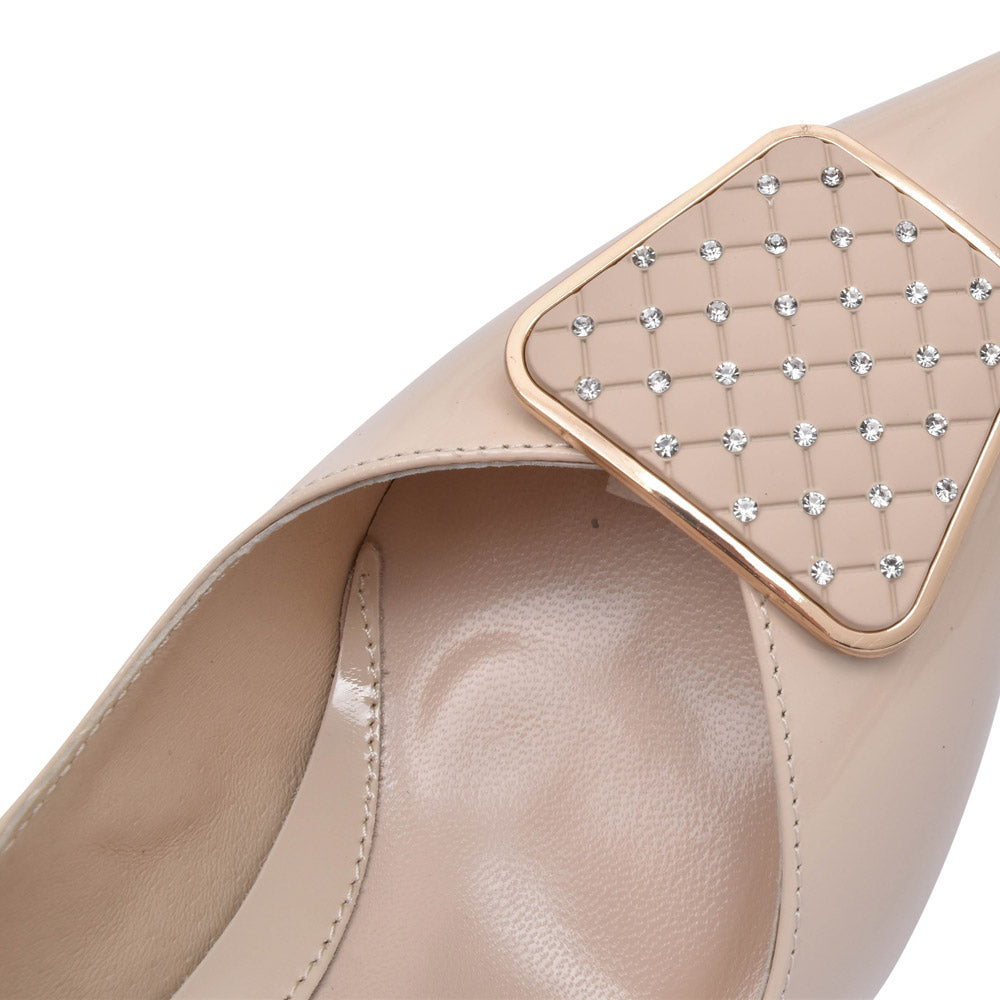 Ladies 7946 Low Heel Court Shoe In Beige
