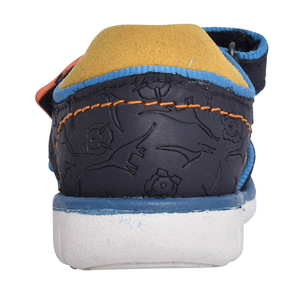 Boys Roam Plane Navy Leather Velcro Sandal In Kids F Fit
