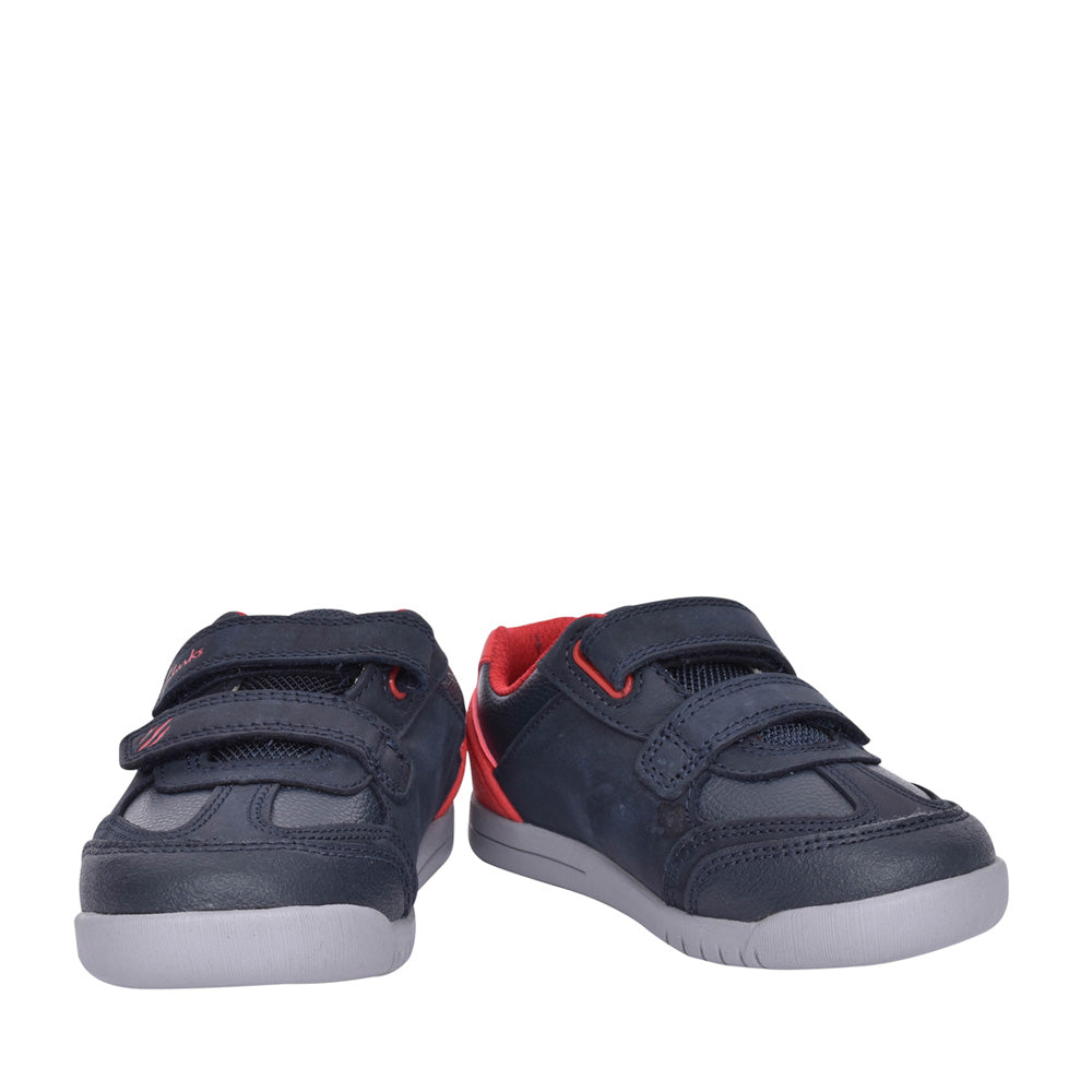Boys Rex Play Navy/red Leather Shoe In Kids H Fit