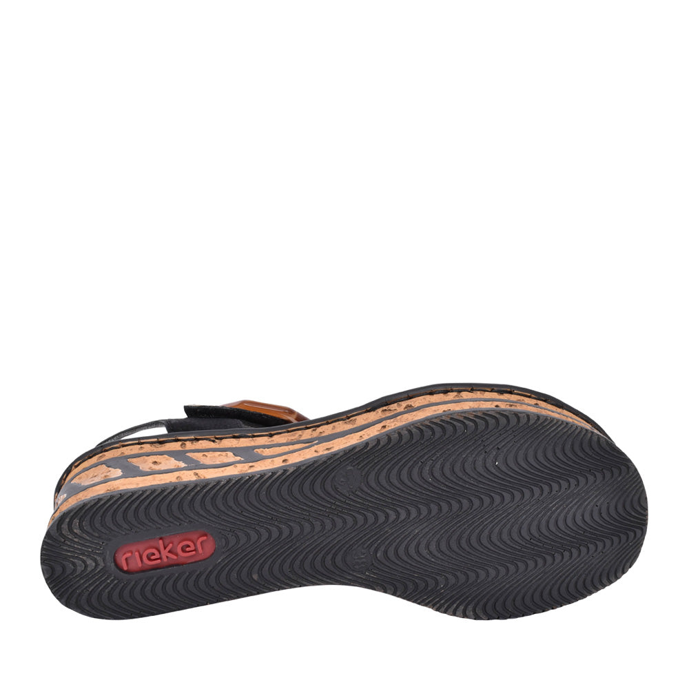Ladies 68176 Wedge Sandal In Black