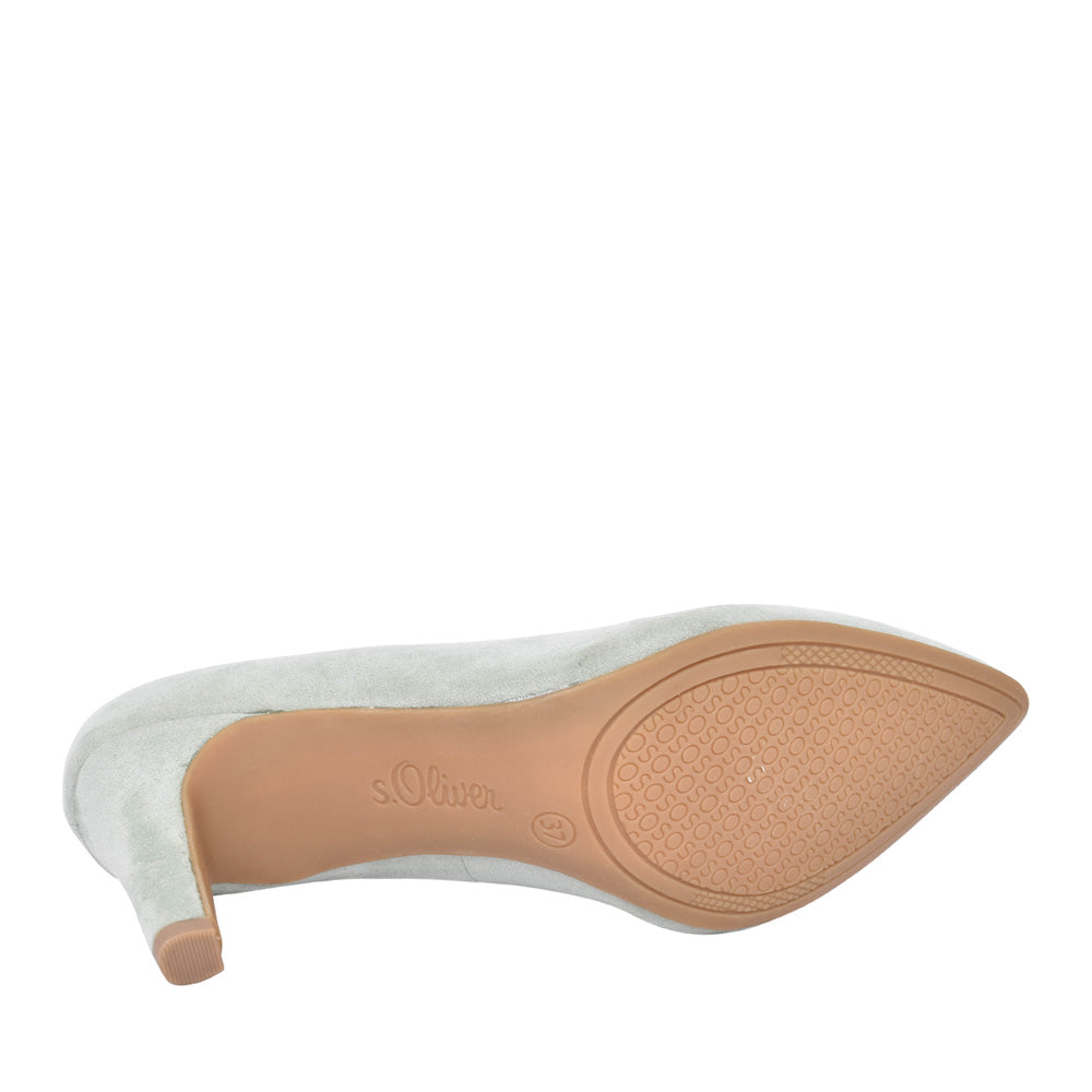 Ladies 5-22411 Medium Heel Court Shoe In Mint