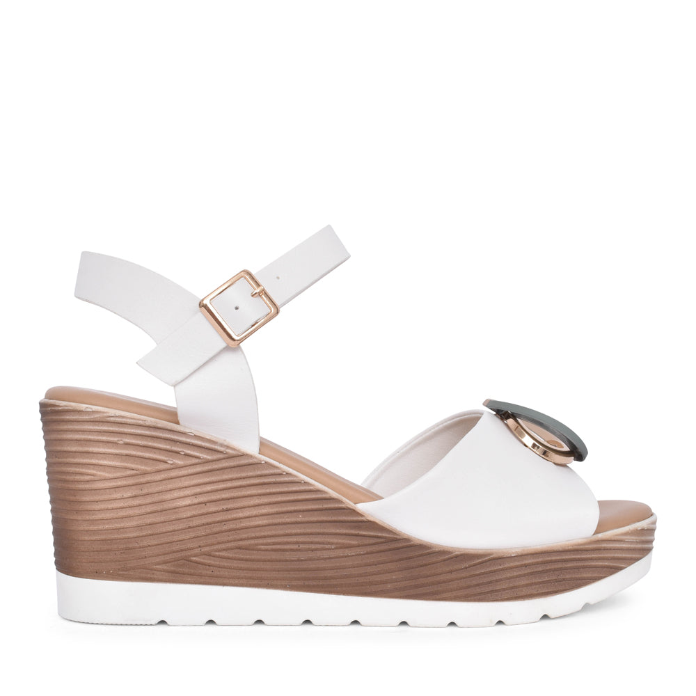 Ladies Haima Wedge Sandal In White