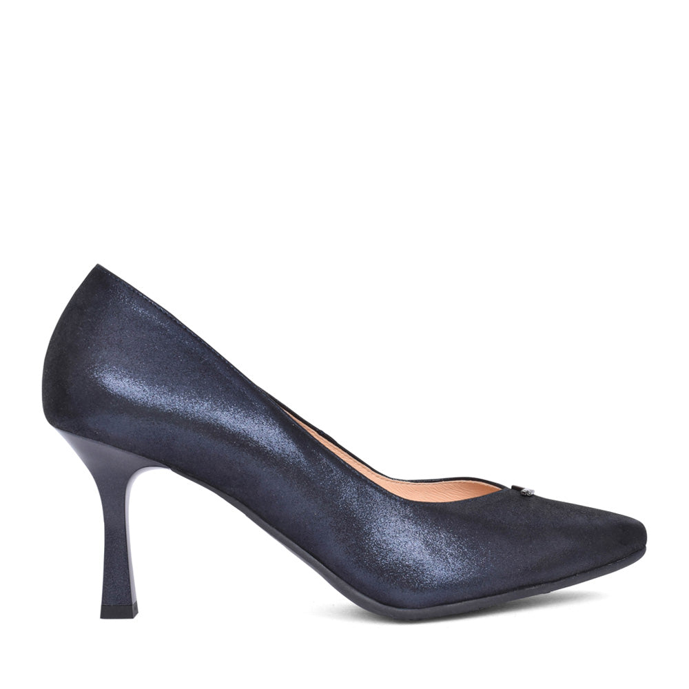 Ladies 6543 G-fit Medium Heel Shimmer Court Shoe In Navy