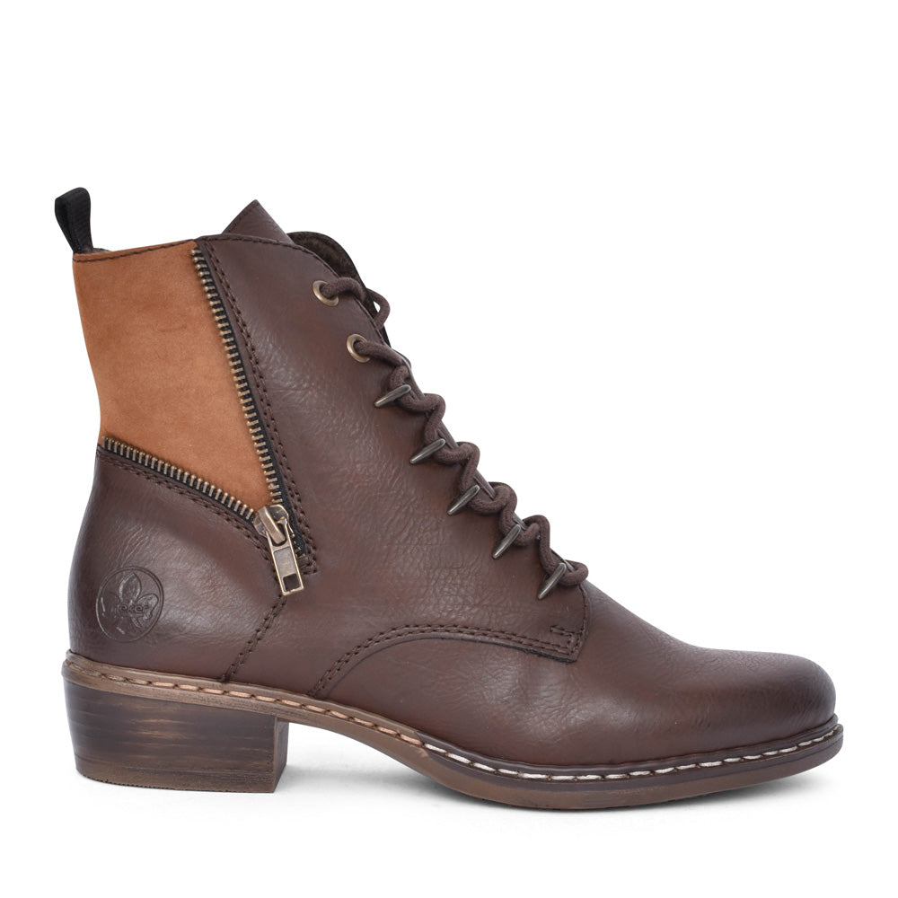 Ladies Y0800 Laced Ankle Boot In Brown