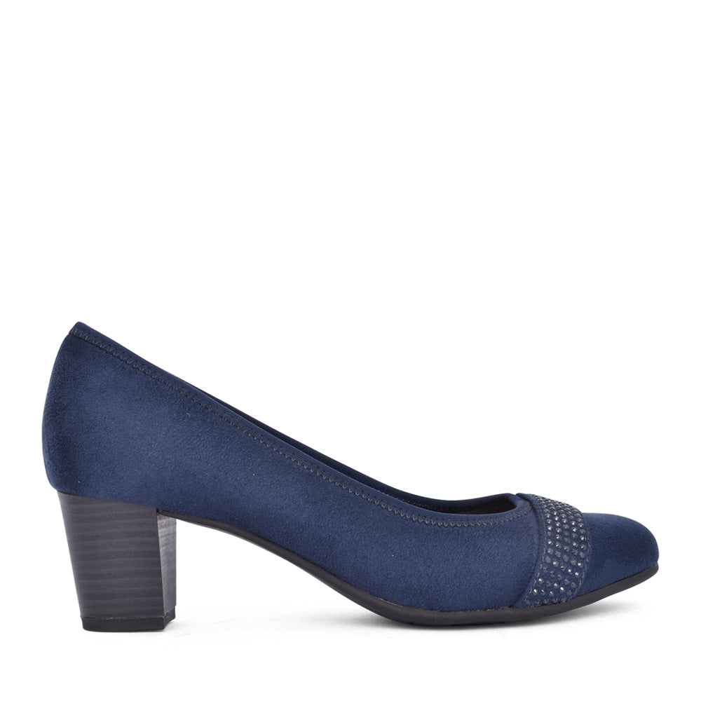 Ladies 8-22465 Medium Heel Court Shoe In Navy