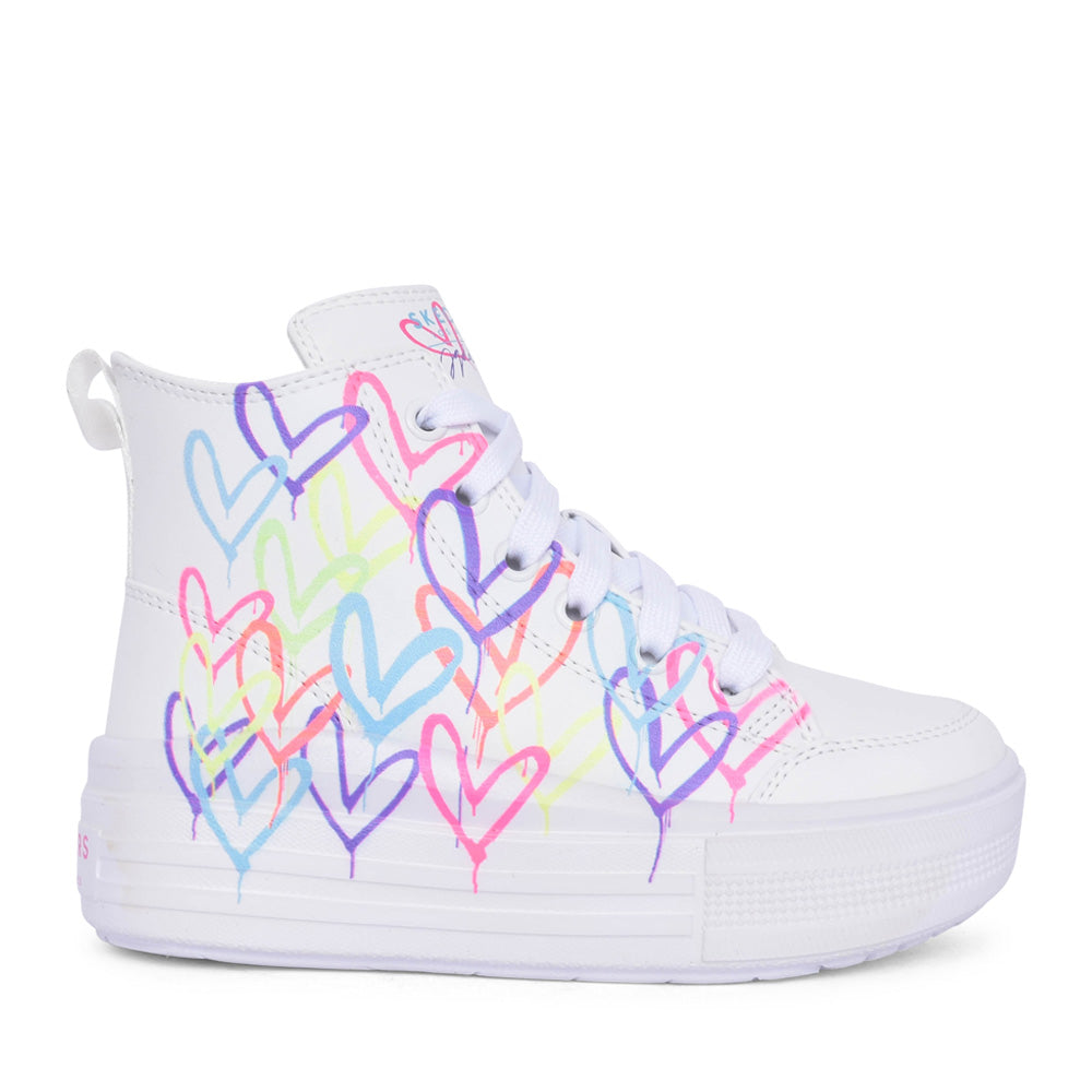 Girls 314075l Hyperlift Lace-up Boot In White Multi