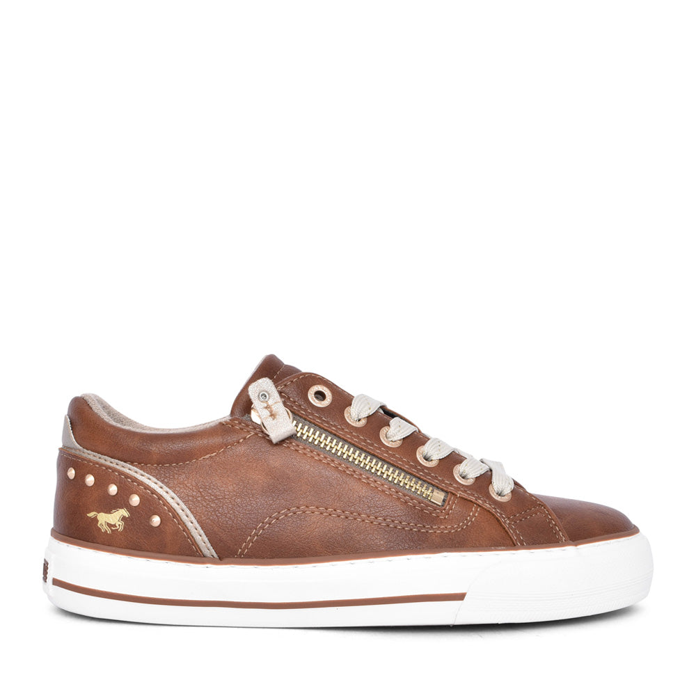 Ladies 1501301 Laced Trainer In Cognac
