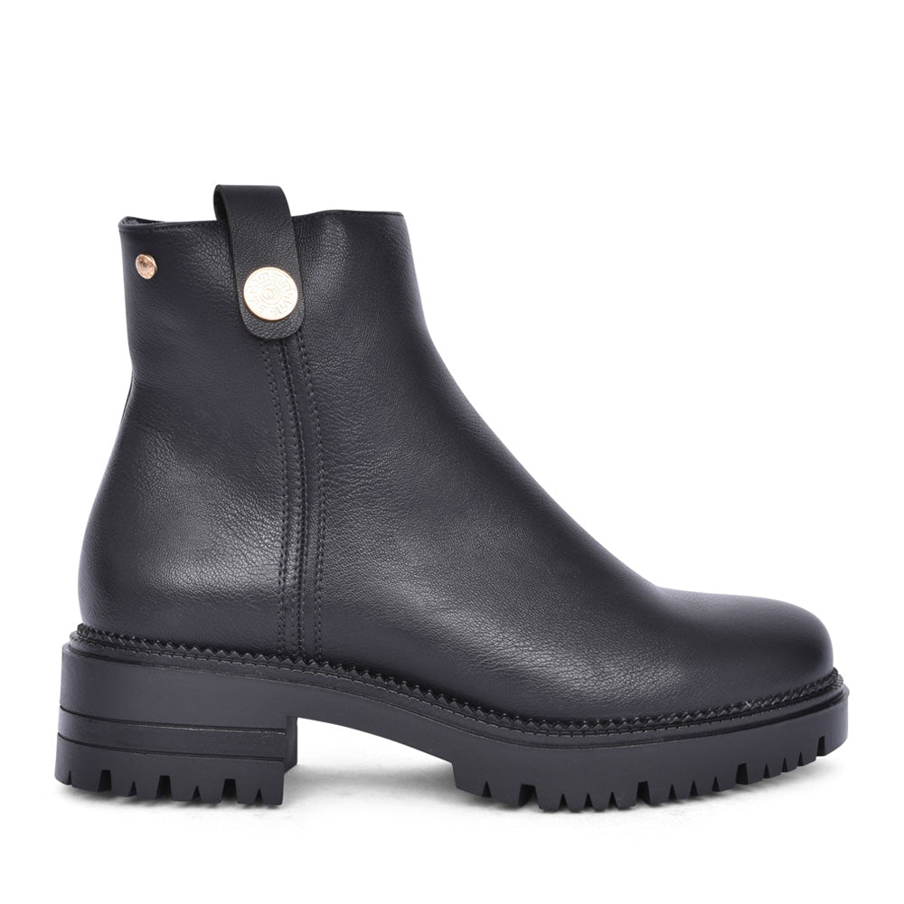 Ladies Deauville Low Heel Ankle Boot In Black