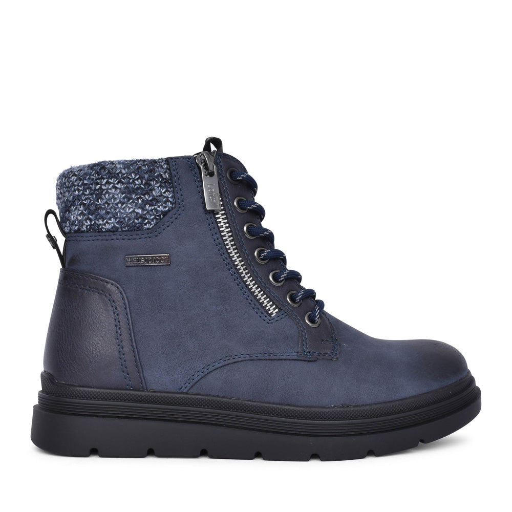 Ladies Saundra Ulb387 Laced Ankle Boot In Blue