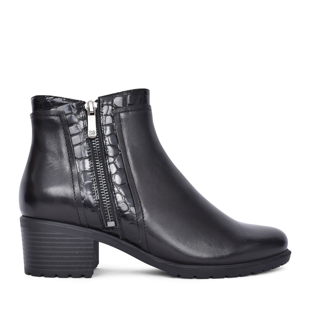 Ladies Zoya-17 Low Heel Ankle Boot In Black