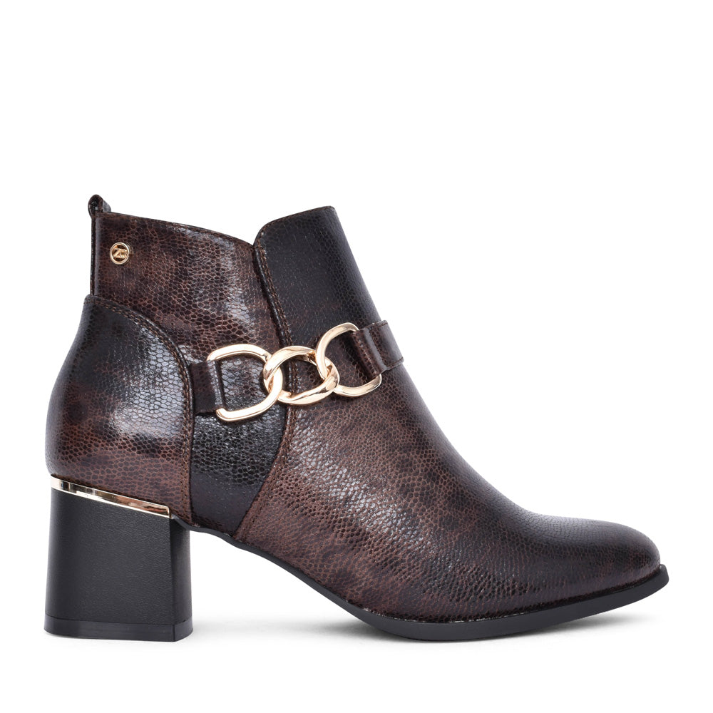 Ladies Ramaqia Block Heel Ankle Boot In Choco