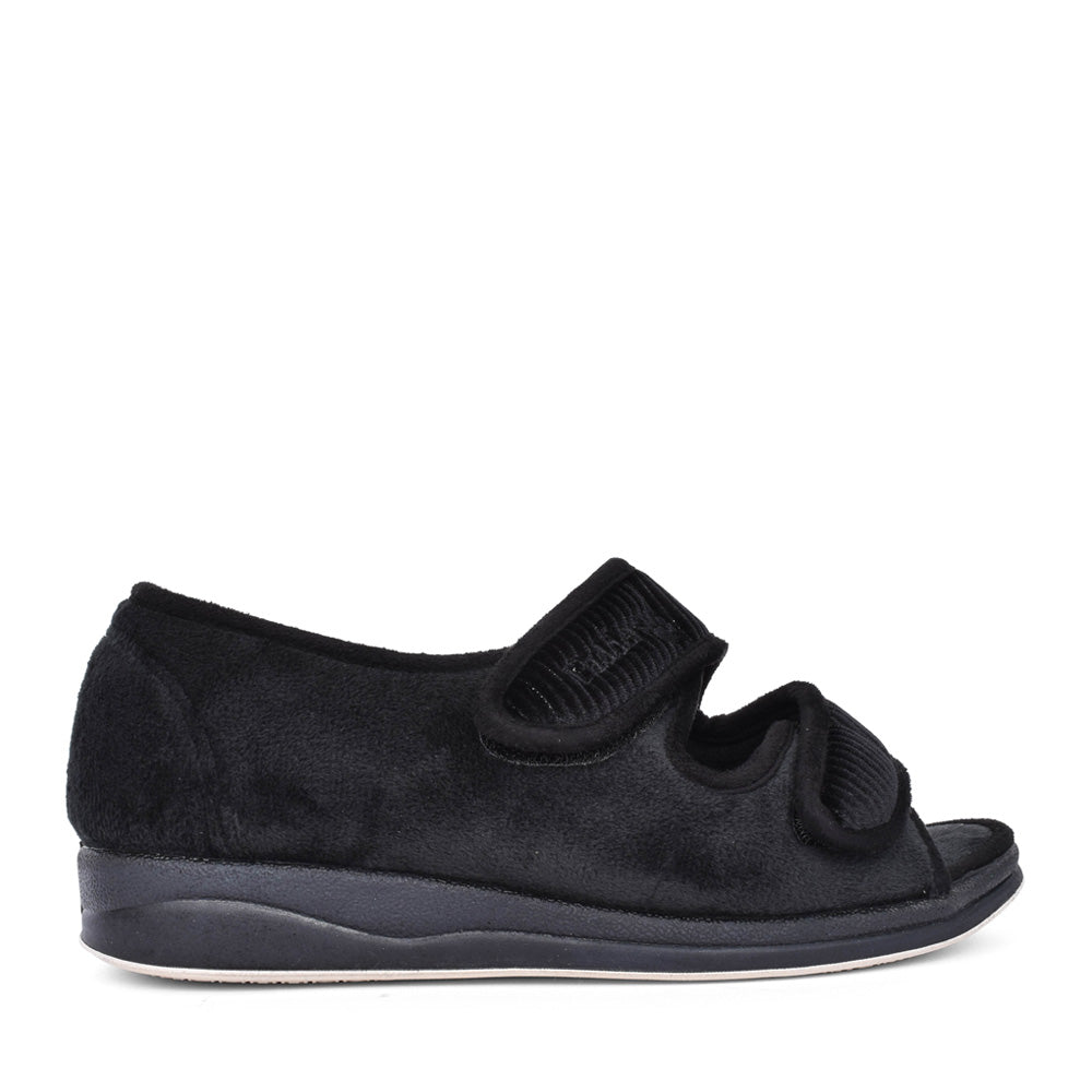 Ladies Lydia X 3462 Wide Fit Open Toe Slipper In Black