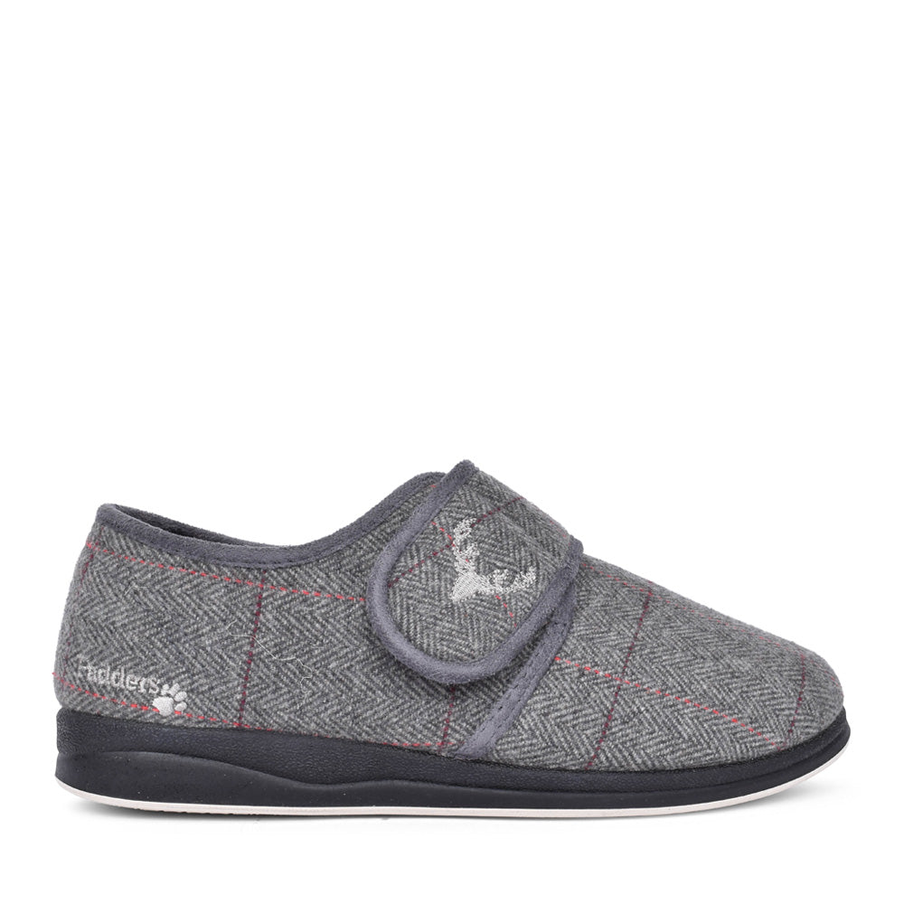 Mens Charles 411s-02 Plain Velcro Slipper In Grey