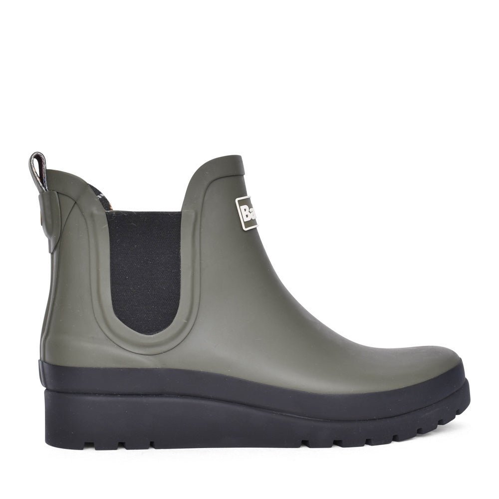 Ladies Clifton Wedge Chelsea Welly Boot In Olive