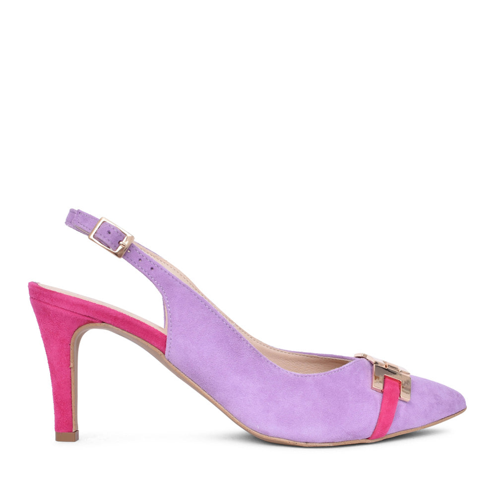 Ladies Z8186 Medium Heel Sling Back Court Shoe In Lilac