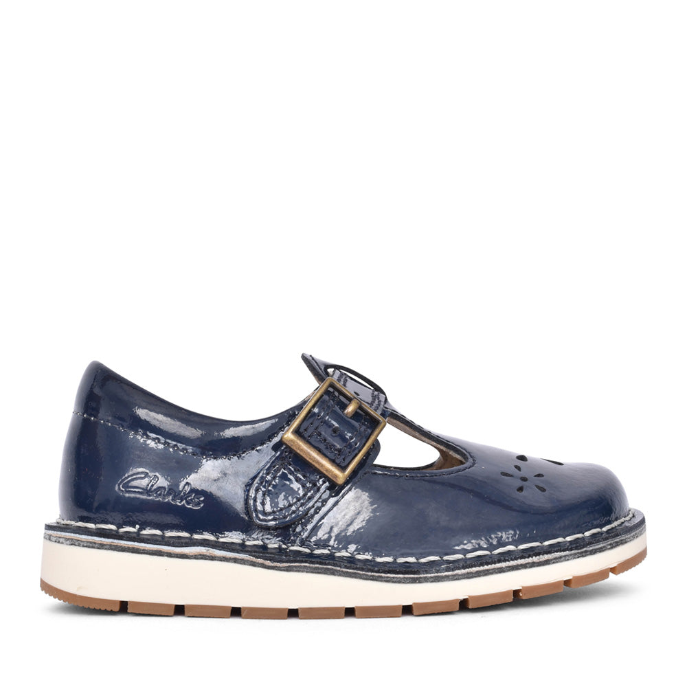 Girls Joyful Skip K Navy Patent T-bar Shoe In Kids G Fit