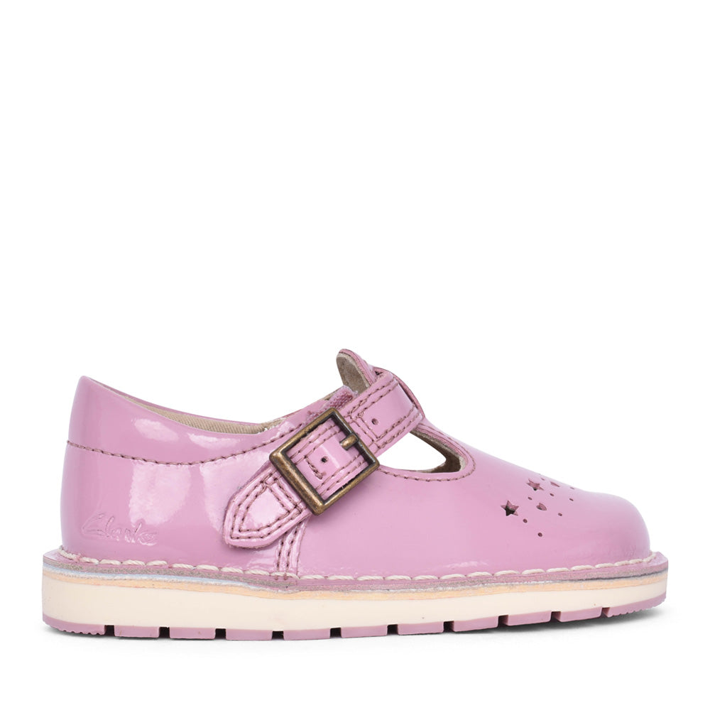 Girls Joyful Skip T Pink Patent T-bar Shoe In Kids G Fit