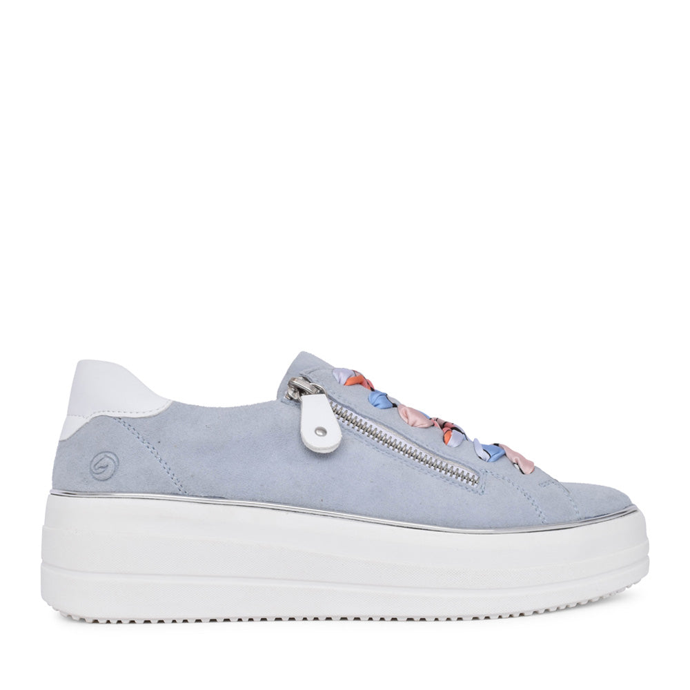 Ladies D1c06 Platform Laced Trainer In Blue