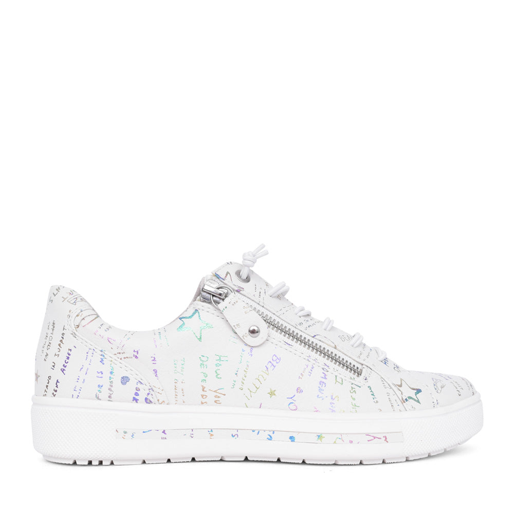 Ladies 8-23660 Laced Trainer In White Multi