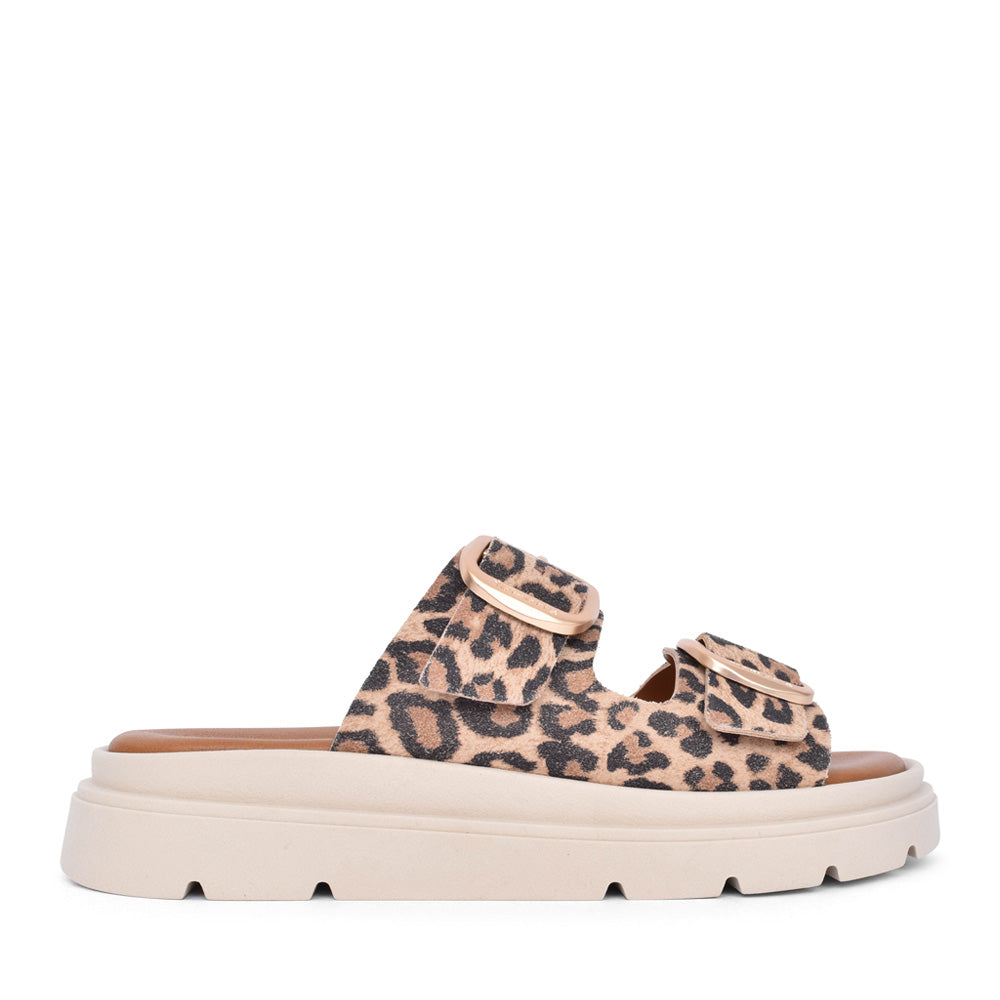 Ladies 1-27239 Double Strap Mule In Leopard