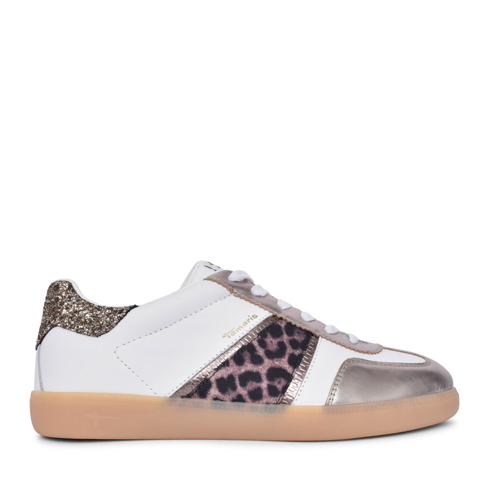 Ladies 1-23624 Laced Trainer In Leopard