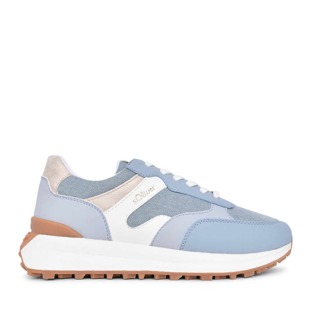 Ladies 5-23660 Laced Trainer In Denim