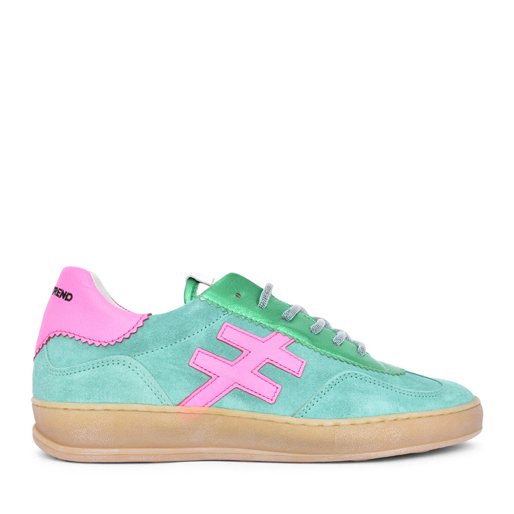 Ladies A032 Laced Trainer In Mint