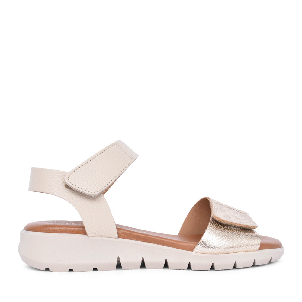 Ladies 2021 Velcro Sandal In Beige
