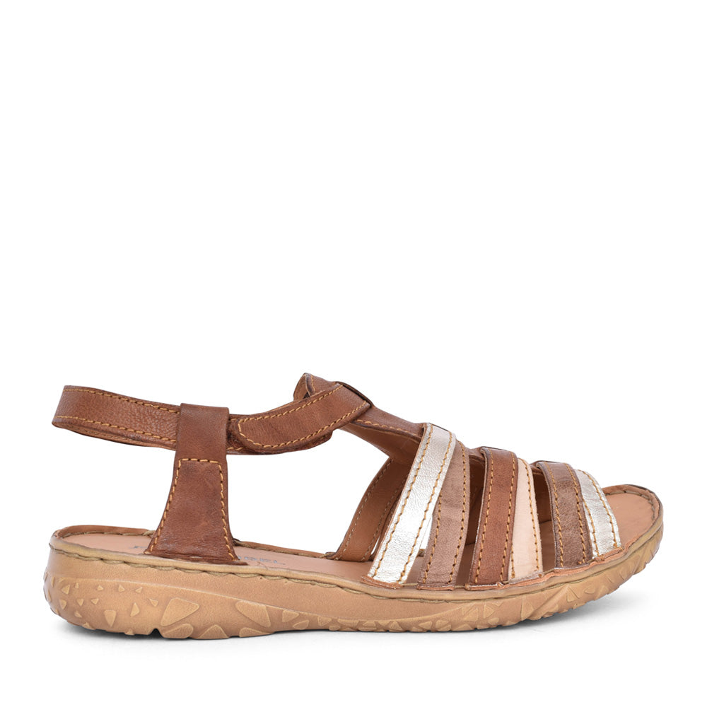 Ladies Ivy 02 74102 Velcro Sandal In Brown-multi