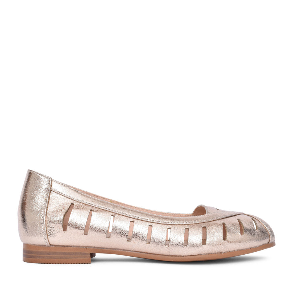 Ladies Ishikari Peep Toe Shoe In Gold