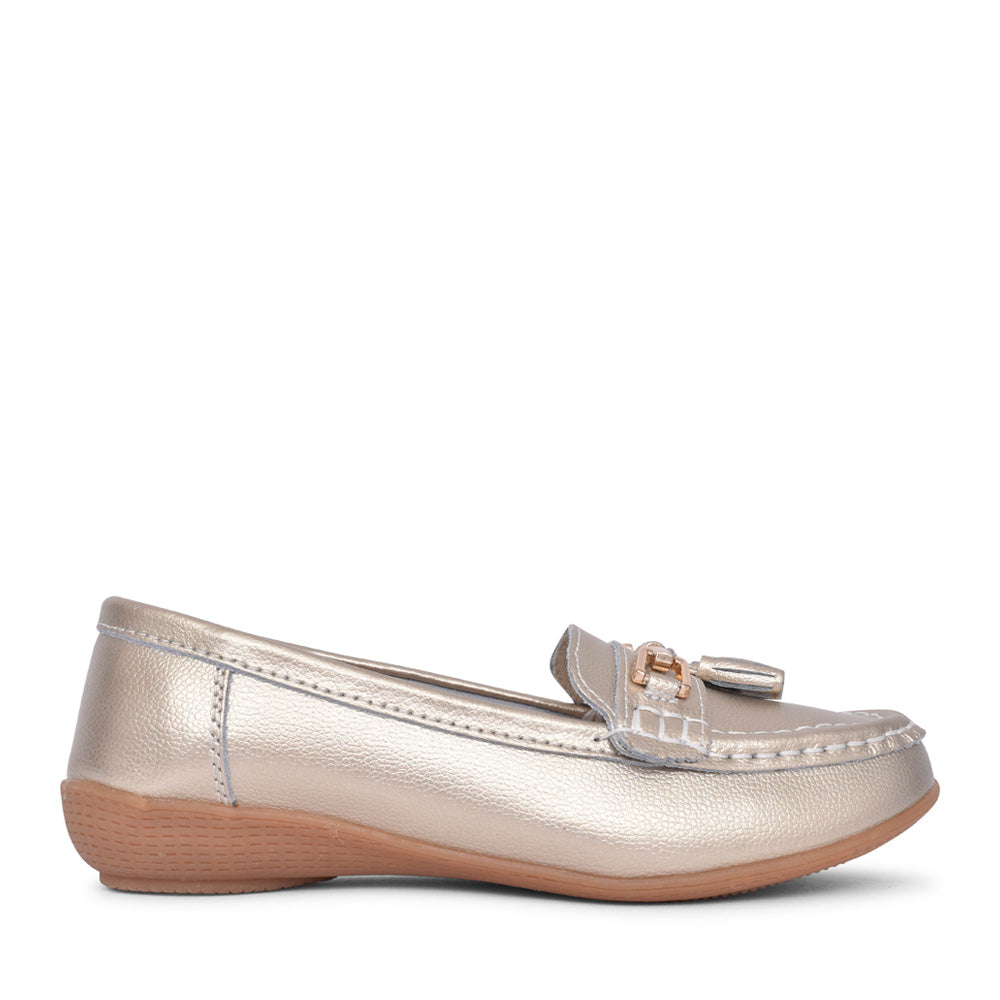 Ladies Nautical Slip-on Shoe In Gold