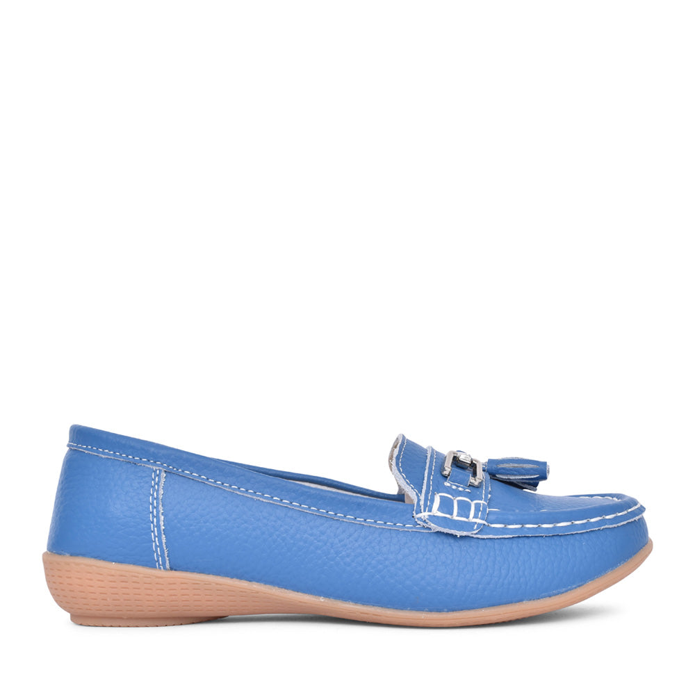 Ladies Nautical Slip-on Shoe In French Blue