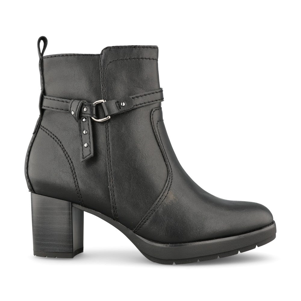 Ladies 8-25360 Medium Heel Ankle Boot In Black