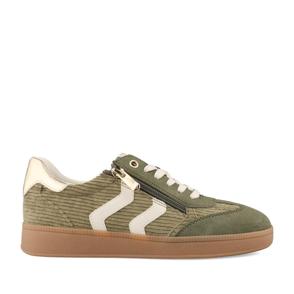 Ladies 2-23776 Laced Trainer In Khaki