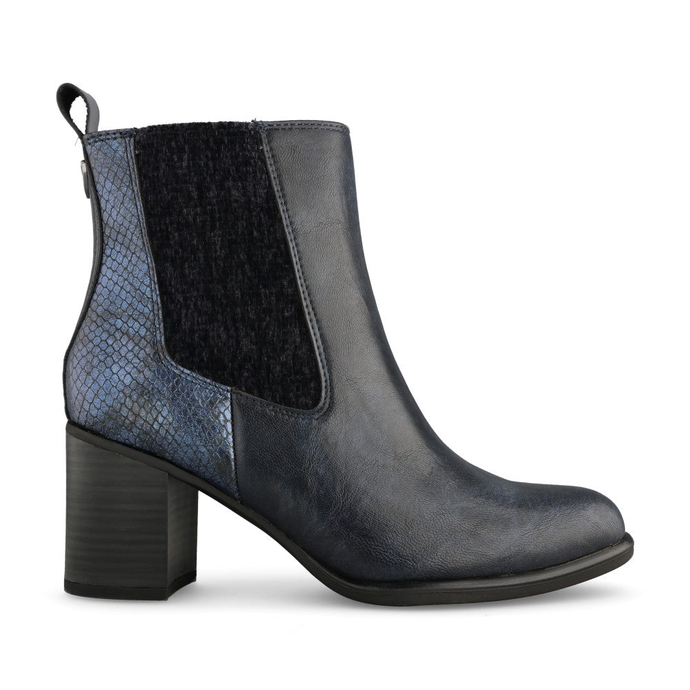 Ladies 2-25386 Medium Heel Ankle Boot In Navy