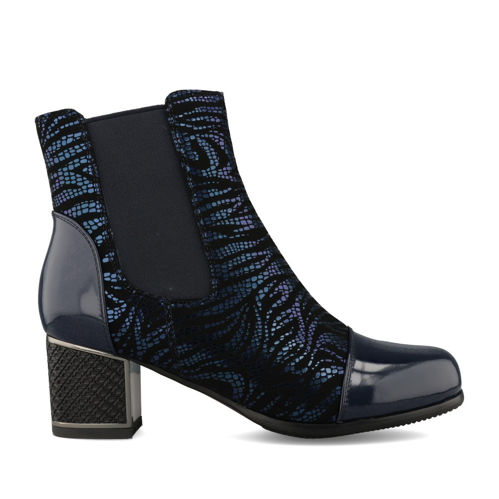 Ladies F5384 Block Heel Ankle Boot In Navy