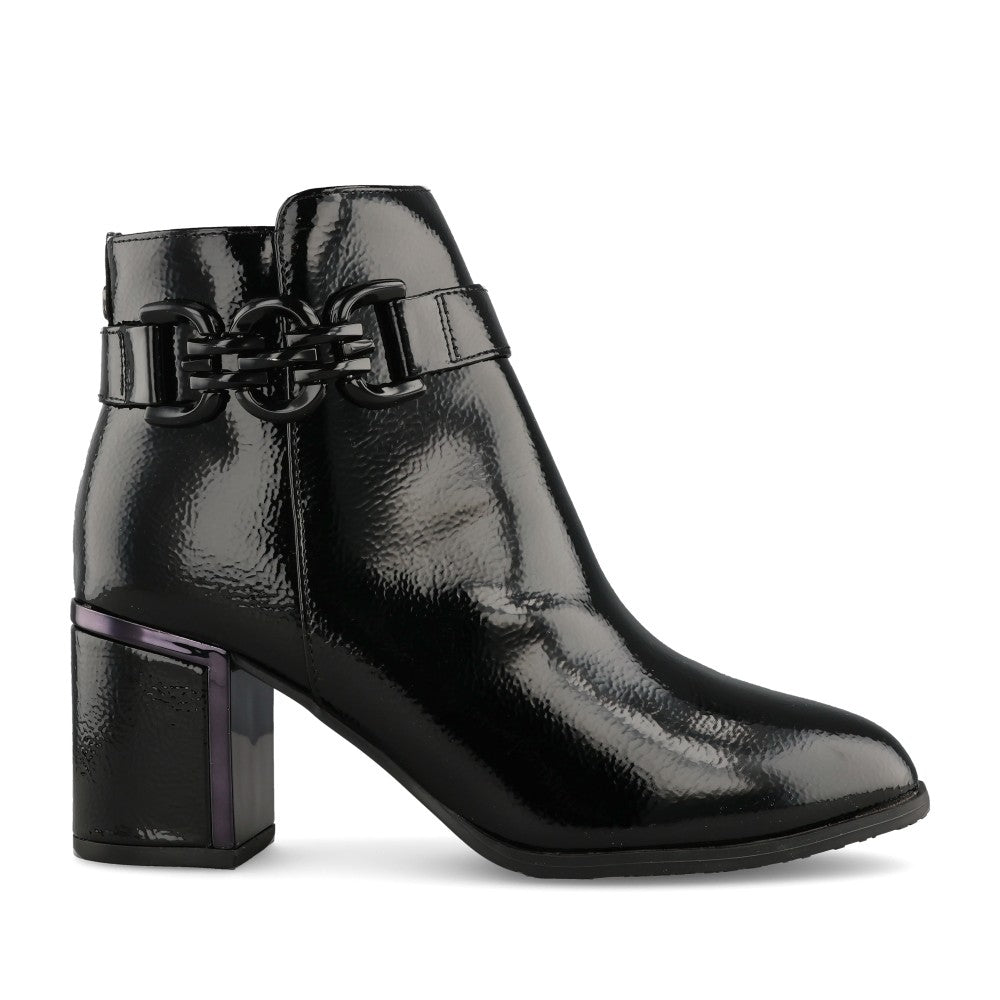 Ladies Amarin Ulb454 Medium Heel Ankle Boot In Blk Patent