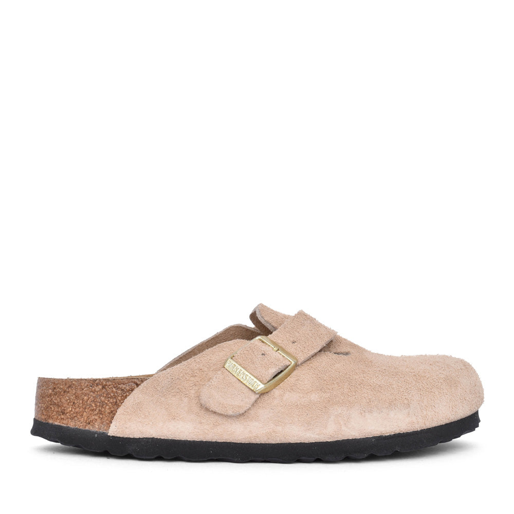 Ladies 1030883 Boston Suede Leather Clog In Sand