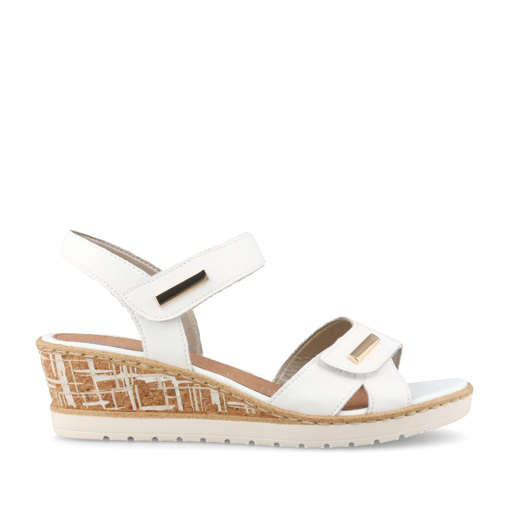 Ladies R6266 Wedge Sandal In White