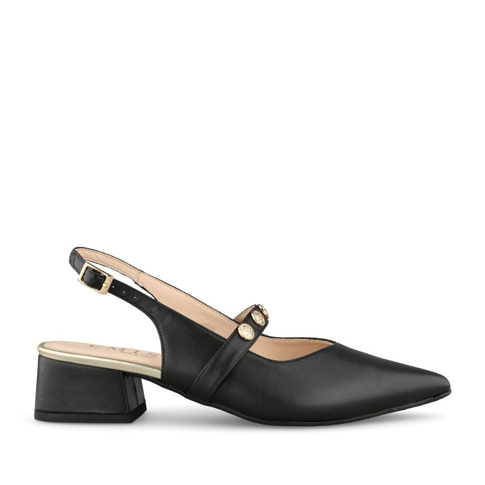 Ladies 8424 Low Heel Sling Back Shoe In Black