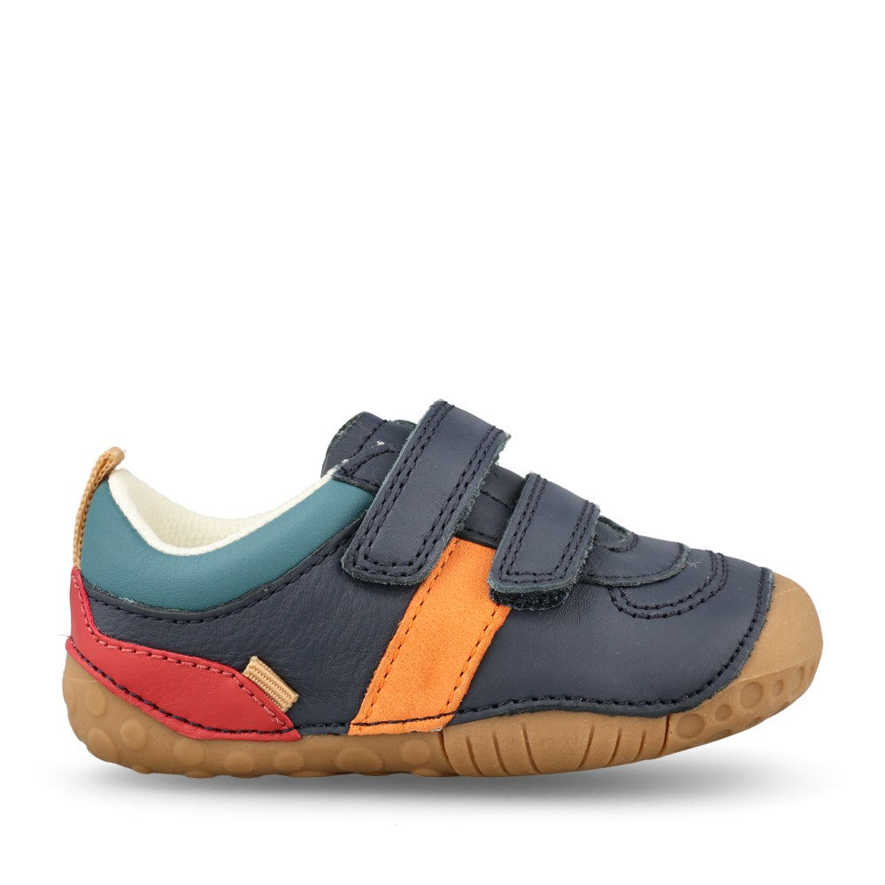 Boys Zap Navy Leather Velcro Shoe In Kids G Fit
