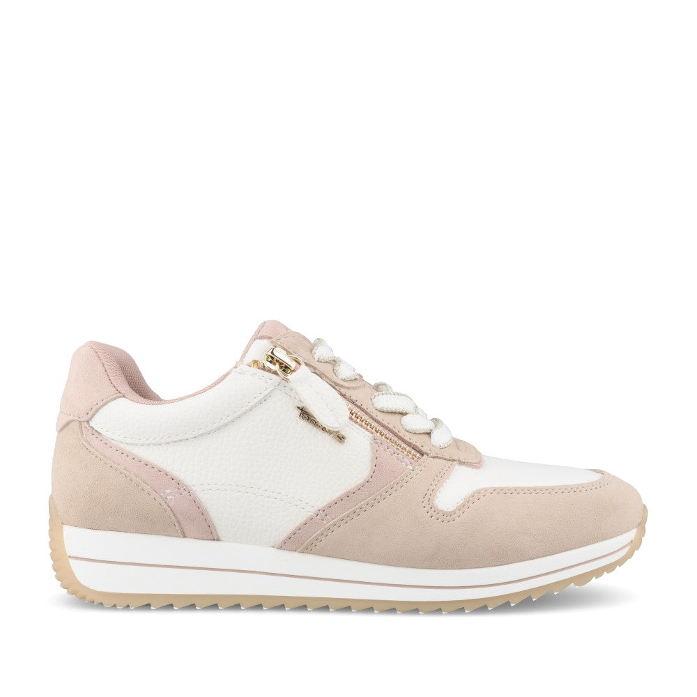 Ladies 8-83734 Laced Trainer In Beige